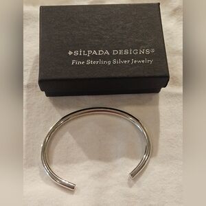Silpada Sterling Silver Open Cuff Bracelet. High Polish Silver Rounded Tub Style
